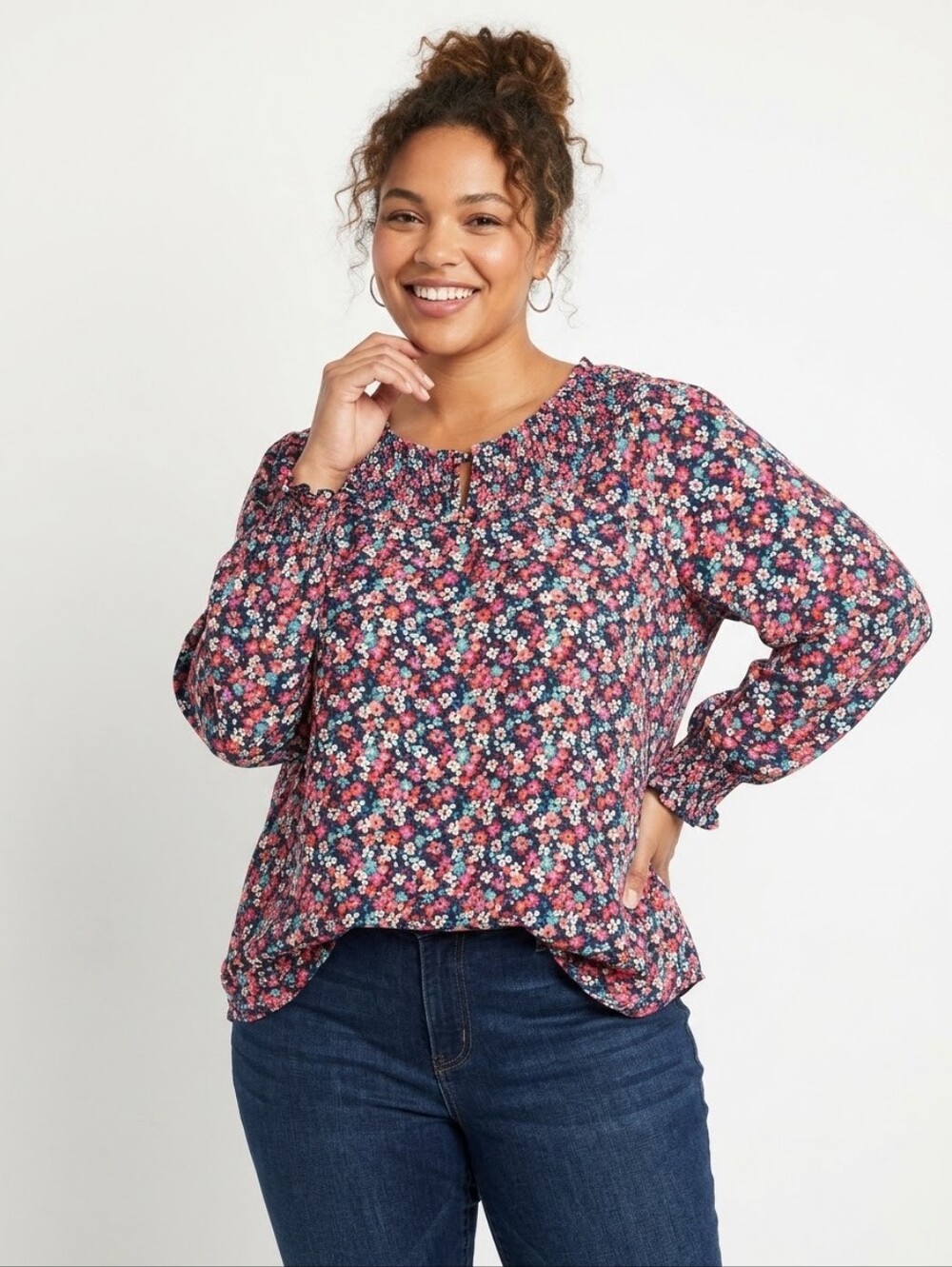 Croft & Barrow Plus Size Colorful Floral Print Blouse